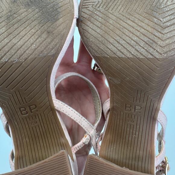 BP Larissa Womens Block Heels Faux Leather Suede Pink Ankle Strap Heel Sandals 6 - Picture 9 of 9